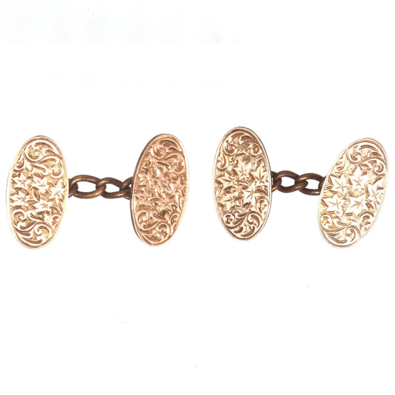 Edwardian 9ct Rolled Gold Ivy Leaf Cufflinks by John Atkins & Sons
